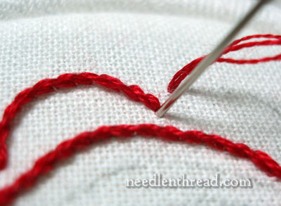 Stem Stitch on Sharp Corners