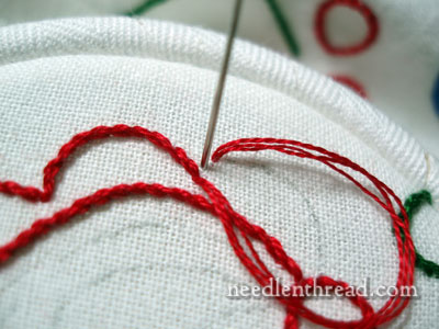 Stem Stitch on Sharp Corners