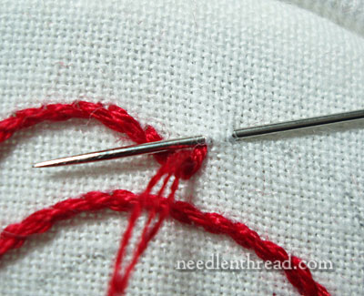 Stem Stitch on Sharp Corners