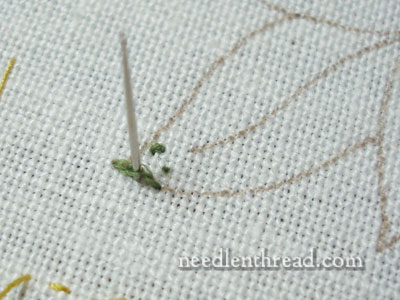 Wool Embroidery Project: Stitching on Pomegranate Corners