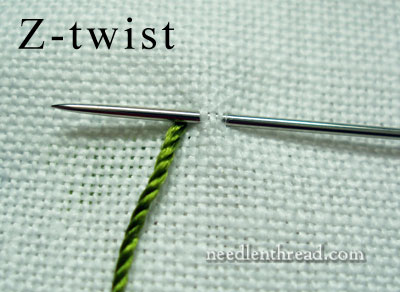 S-Twisted vs Z-Twisted Embroidery Threads, Stitched