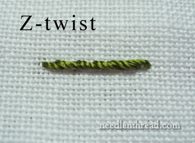 S-Twisted vs Z-Twisted Embroidery Threads, Stitched