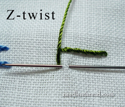 S-Twisted vs Z-Twisted Embroidery Threads, Stitched