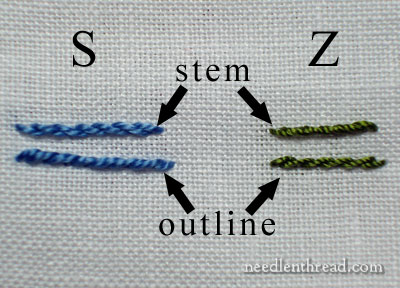 S-Twisted vs Z-Twisted Embroidery Threads, Stitched