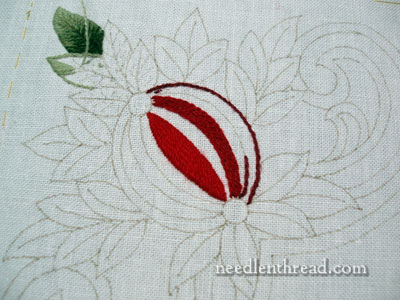 Wool Embroidery: Pomegranate Corners Design