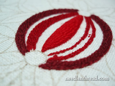 Wool Embroidery: Pomegranate Corners Design