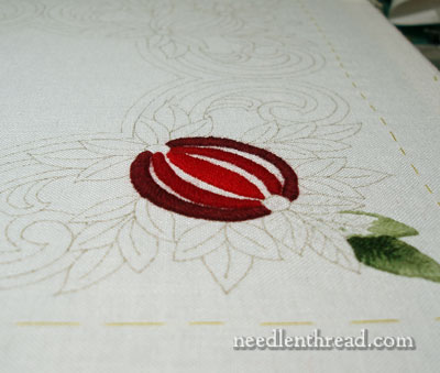 Wool Embroidery: Pomegranate Corners Design