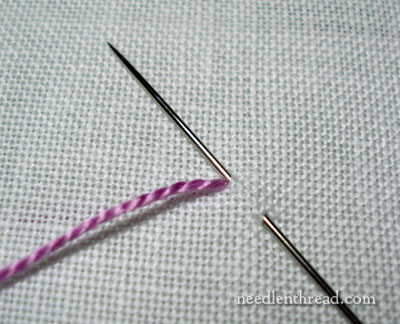 Direction of thread wrap in making bullion knots