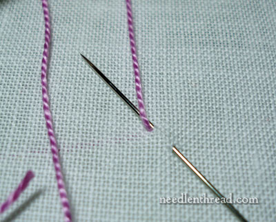 Direction of thread wrap in making bullion knots