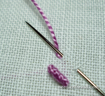 Direction of thread wrap in making bullion knots