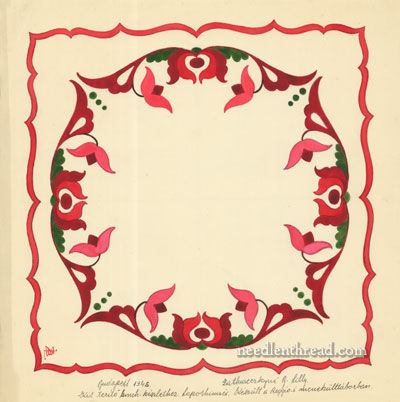 Hungarian Embroidery Design: Floral Square