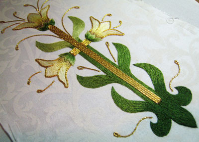 Easter Lilies Embroidered