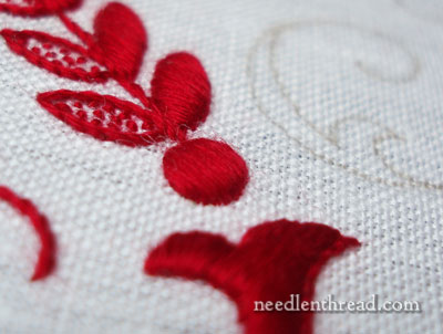 Hand Embroidered Monogram on Linen Towel