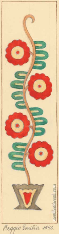 Hungarian Hand Embroidery Pattern: Flowerpot