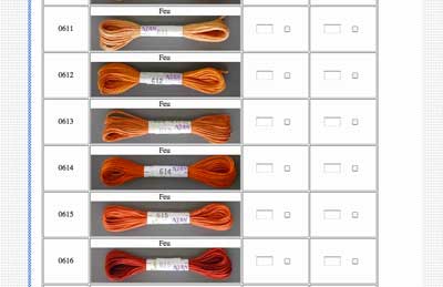 Embroidery Thread Color Charts