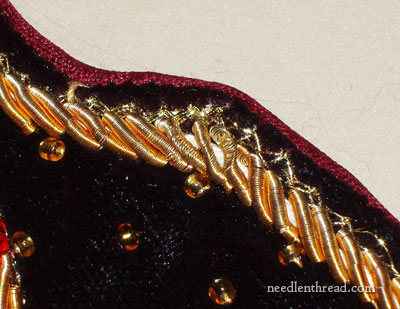 Goldwork on Velvet Remnant