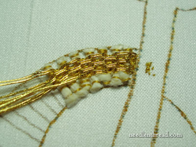 Basketweave with Gold Metal Threads