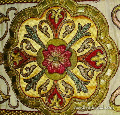 Hand Embroidered Church Medallion in Silk and Gold