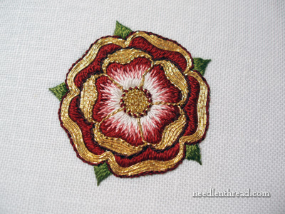 Goldwork & Silk Embroidery Tudor-style rose