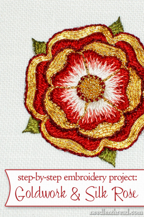 Goldwork & Silk Embroidery Tudor-style Rose