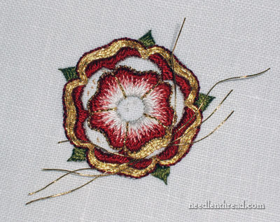 Goldwork & Silk Embroidered Tudor-Style Rose