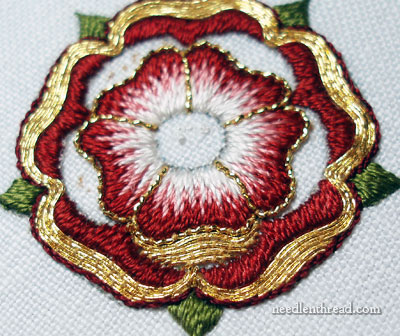 Goldwork & Silk Embroidered Tudor-Style Rose