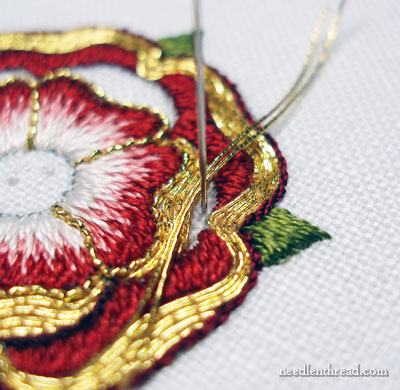 Goldwork & Silk Embroidered Tudor-Style Rose