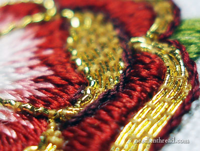 Goldwork & Silk Embroidered Tudor-Style Rose