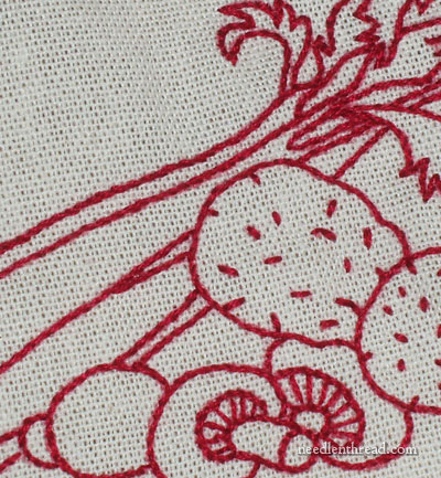 Rouge du Rhin Embroidered Redwork Kitchen Towel