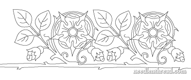 Free Hand Embroidery Pattern: Rose Border