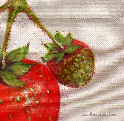 Strawberries painted on silk dupioni