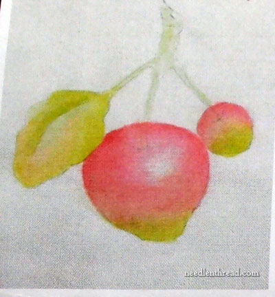 Strawberries painted on silk dupioni