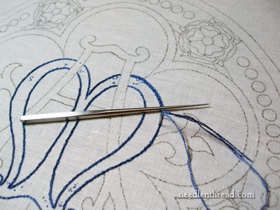 Marian Church Embroidery Progress: Stem Stitch Filling