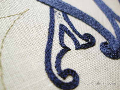 Using Stem Stitch as a Filling in Church Embroidery Project