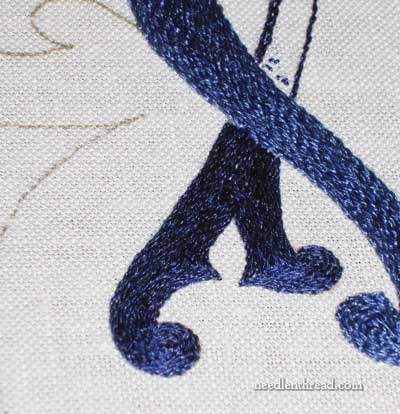 Using Stem Stitch as a Filling in Church Embroidery Project