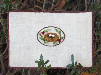 Nesting Place Crewel Embroidered Needlebook