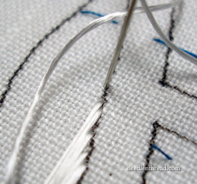 Vertical Satin Stitch on a Slanted Design