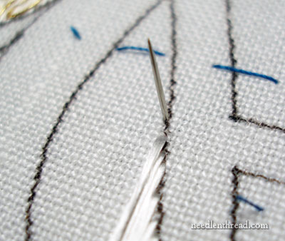 Vertical Satin Stitch on a Slanted Design