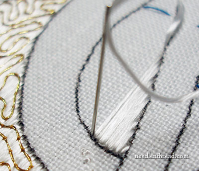 Vertical Satin Stitch on a Slanted Design