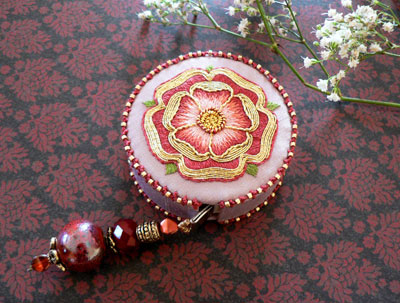 Goldwork & Silk Tudor-style Rose Tape Measure Cover