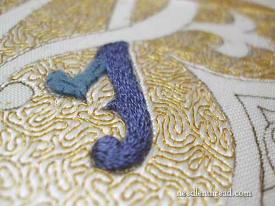Long & Short Stitch Filling over felt padding