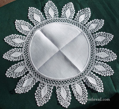 Antique Linen Doily with Crocheted Lace