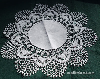 Antique Linen Doily with Crocheted Lace