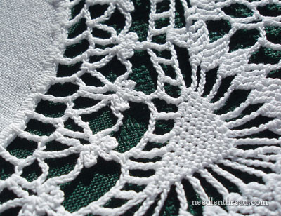 Antique Linen Doily with Crocheted Lace