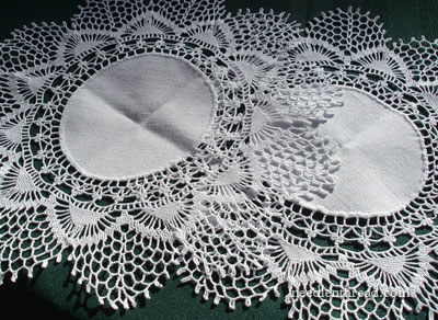 Antique Linen Doily with Crocheted Lace