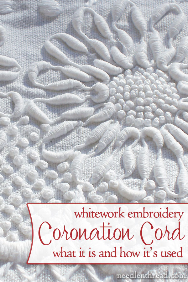 Embroidered Whitework with Coronation Cord