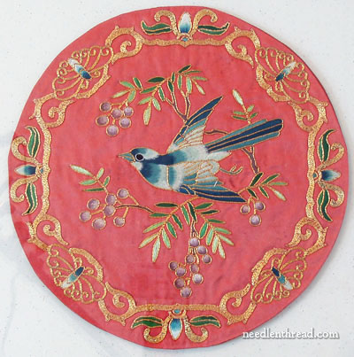 Chinese Silk and Gold Embroidery - Bluebird