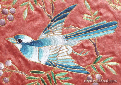 Chinese Silk and Gold Embroidery - Bluebird