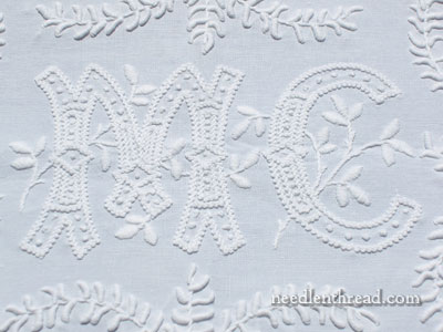 Monogrammed Whitework Hand Embroidery - Vintage Linen