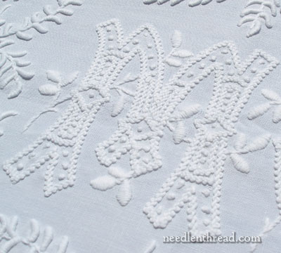 Monogrammed Whitework Hand Embroidery - Vintage Linen